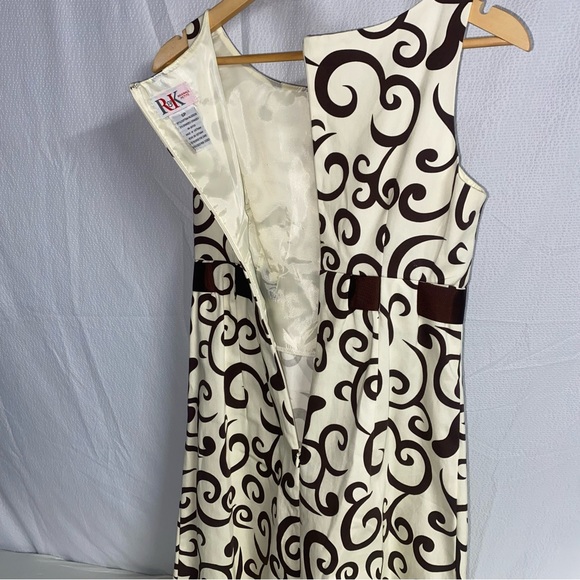 R & K Originals Ivory Scrolls Sleeveless Dress, Size 6 Petite, Cream/Brown - Picture 5 of 9
